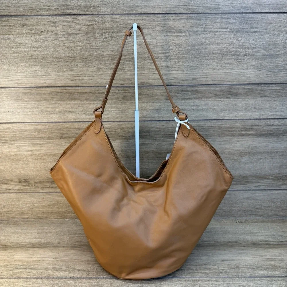 Viola Castellani Hobo Shoulder Bag Soft Italian‎ Leather Pouch Tan Brown